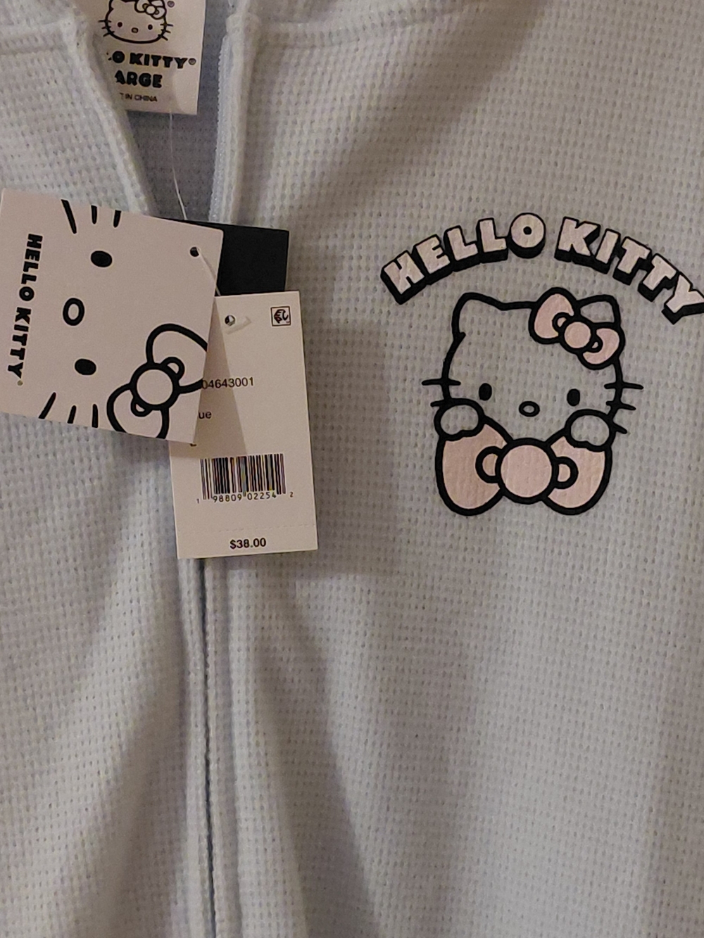 Hello Kitty Blue Waffle Zip-Up w/LBlue Waffle Fold-Over Flare Pants NWT!